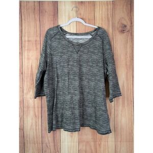 Catherines Plus Size 1X Gray Marled V-Neck 3/4 Sleeve Tunic Top‎ 18/20W